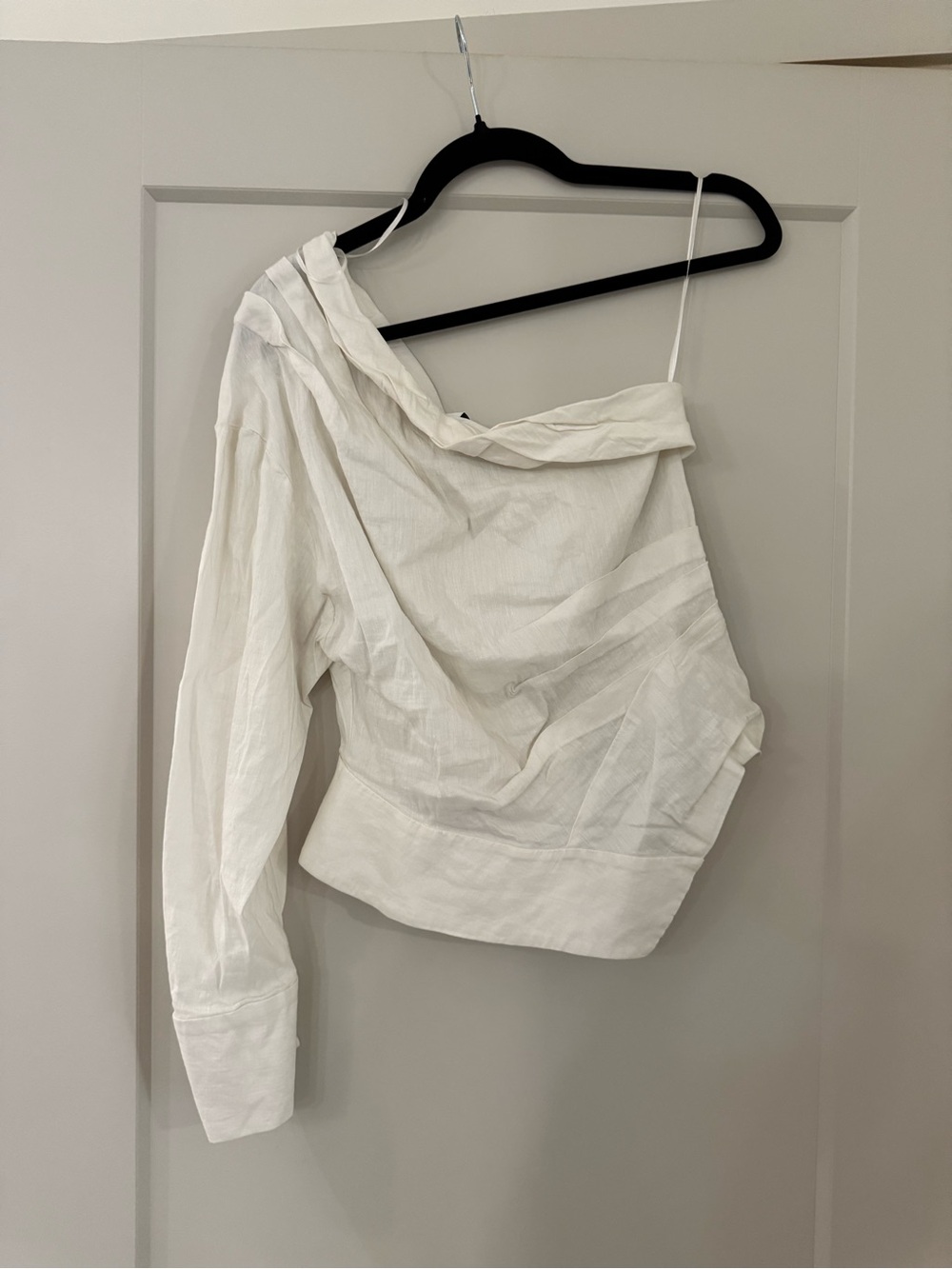 Zara Asymmetrical Off-Shoulder White Blouse